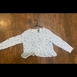 Blue&white floral dressy shirt